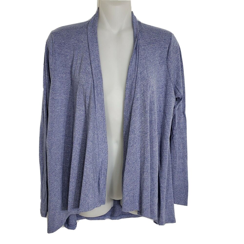 Acemi Womens Medium Open Front Cardigan Sweater Blue Marbled Poly Rayon Stretch